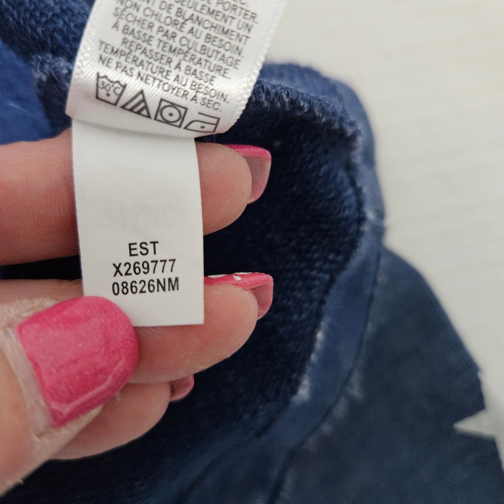 Alternative Apparel Womens Blue Star Print Raglan Sweatshirt Raw Hem Large - Picture 7 of 10